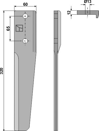 Tænder til rotorharver 320 mm, højre
