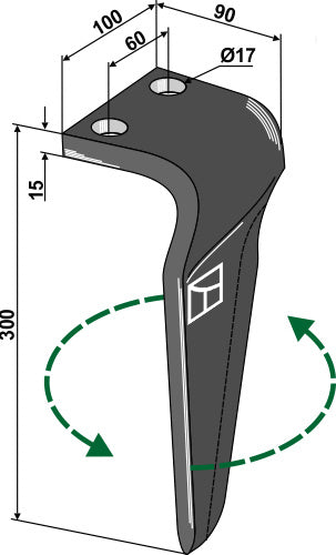 Tand för rotorharvar 300 mm, vänster