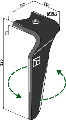 Tine for rotary harrows, left