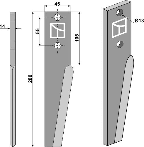 Tænder til rotorharver 280 mm