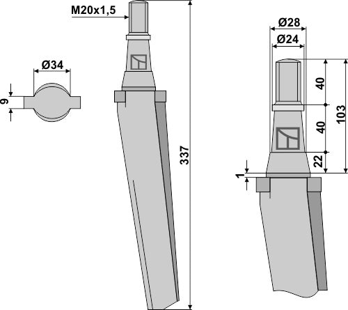 Tine for rotary harrows