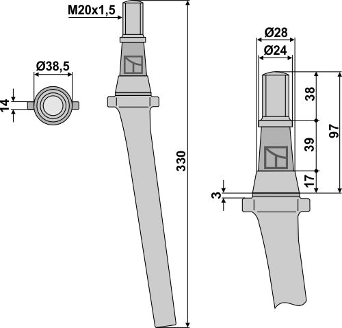 Pyörivän äesän piikki
