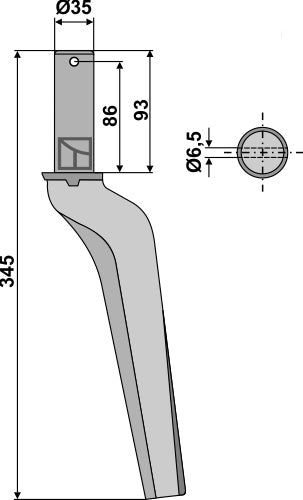 Tine for rotary harrows
