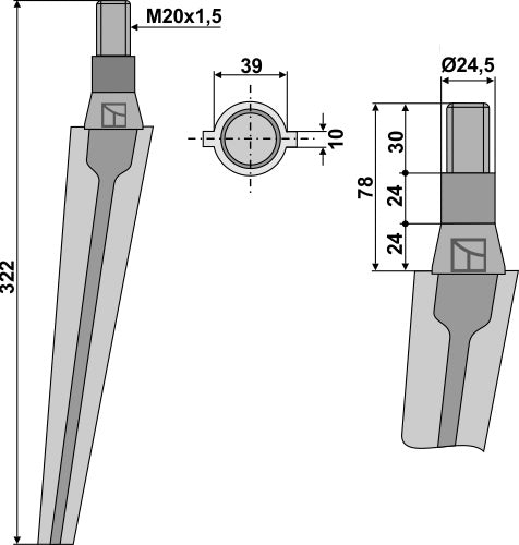 Tine for rotary harrows