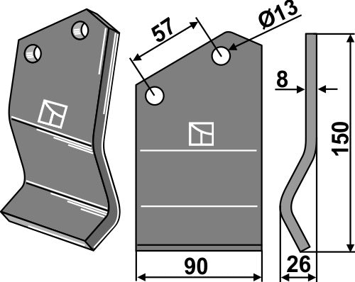 Rotary tine 150x90mm