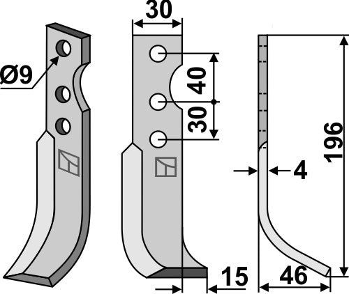 Blade 196x30mm, right