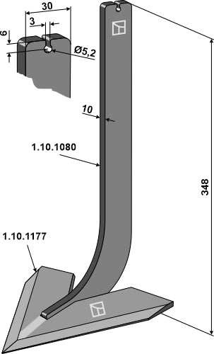 Tand med deling 80 mm