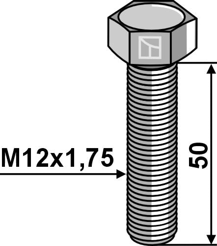 Sekskantbolt  M12x1,75x50 uden møtrik - Galvaniseret