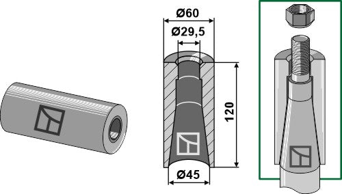 Svejsebøsning til tand med M28-gevind