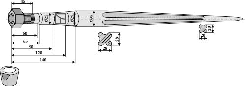 Frontlæsser med tænder 1100 mm
