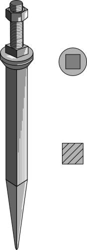 Harvetænder af borstål med firkantet hals