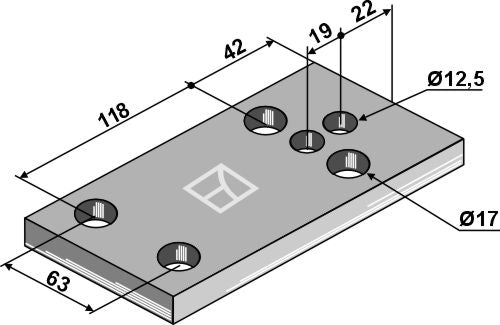 Plade 185 x 12 x 100
