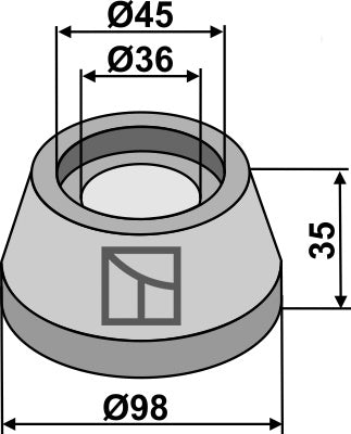 Indvendig og udvendig flange Ø98