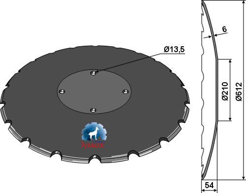 Skive med indhak Ø612x6