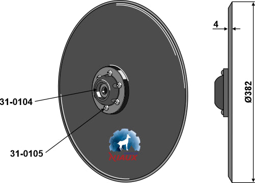 Såmaskineskive Ø382x4 - komplet