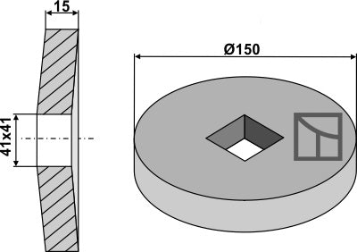 Indvendig og udvendig flange Ø150