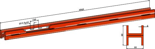U-formet skinne til skrabere, to sæt - svejset