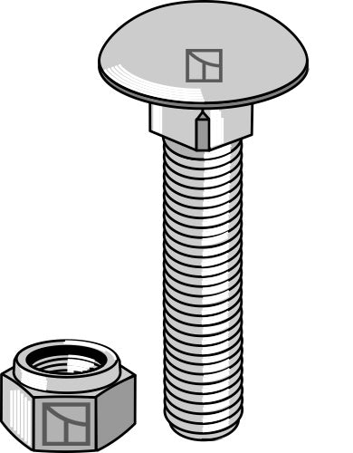 Skruer med skivehoved M8x1,25x35 med selvlåsende møtrikker