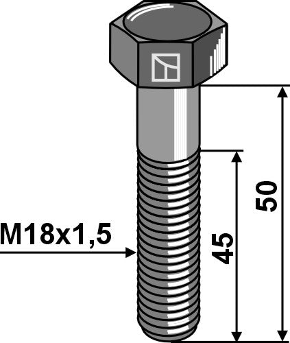 Sekskantbolt med metrisk fin gevind - M18x1,5x55 - 10.9