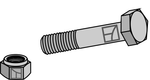 Sekskantbolt M16x2x60 med selvlåsende møtrik
