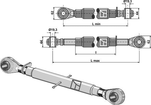 Top-links med hærdet tie-rod M27x3