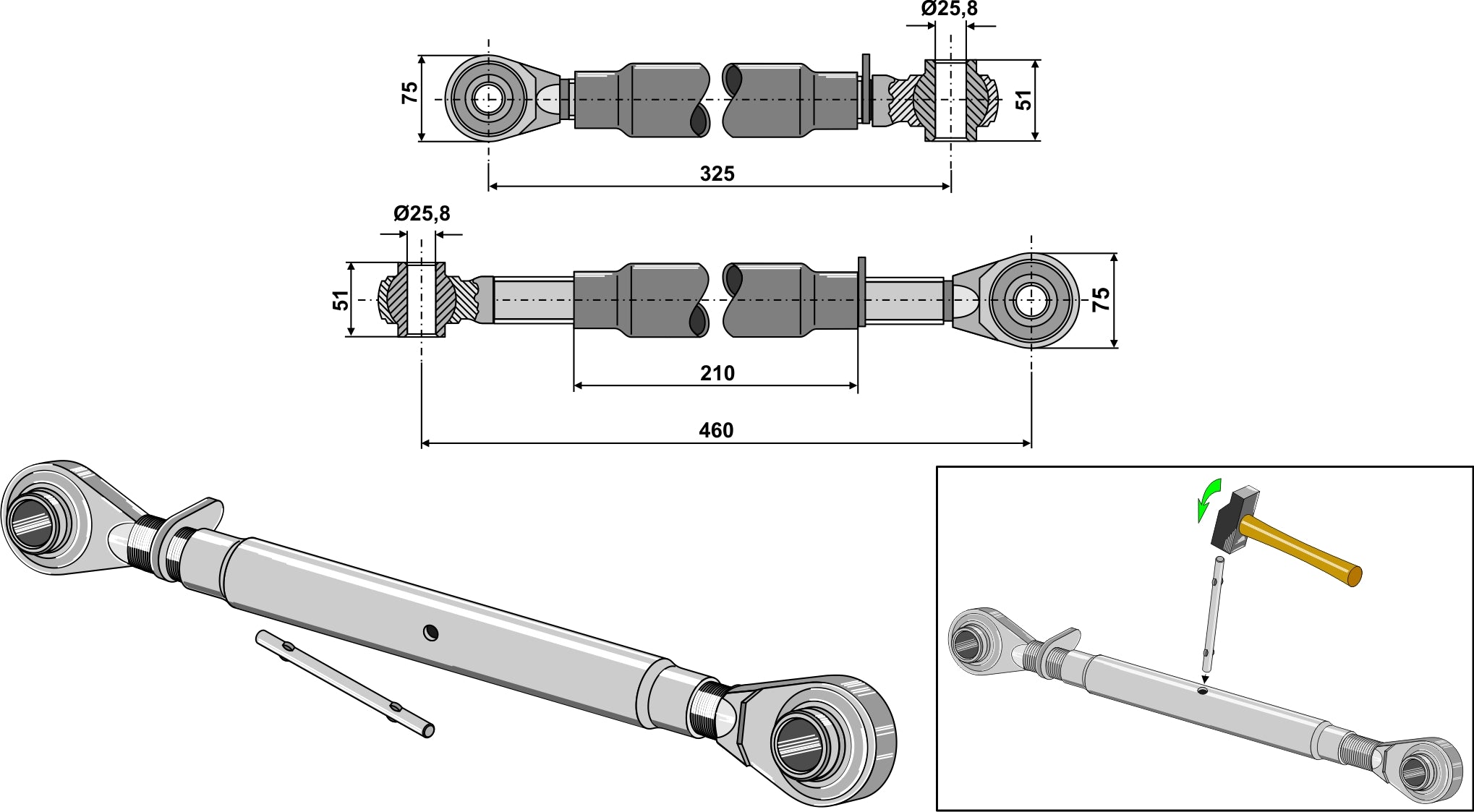 Top-link M30x3,5 standard