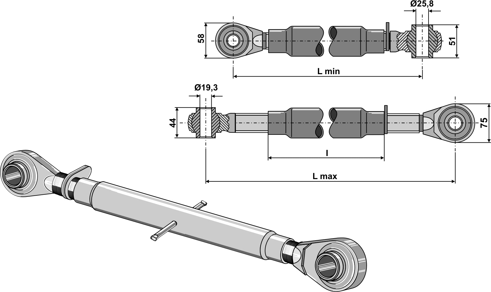Top-link M30x3,5 standard
