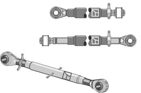 Top-links med hærdet tie-rod M36x3