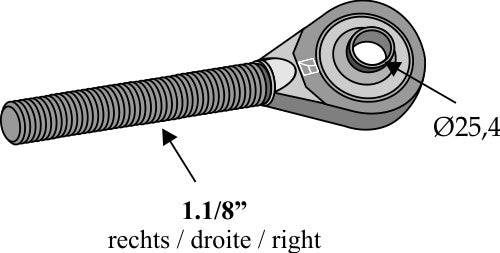 Tie-rod Cat. II Ø 25,4