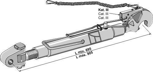 Kompl. top-link med drejelig trækstang Ø25,4