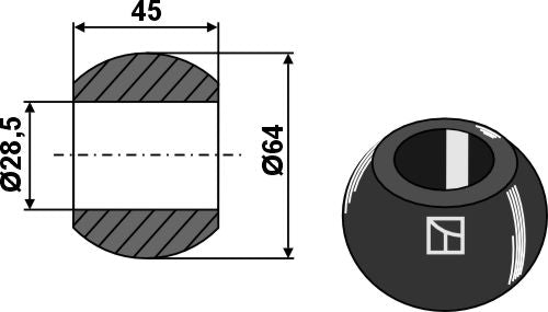 Kugle til nedre koblingskroge - Kat. III-II - BLACK LINE