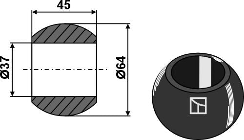 Kugle til nedre koblingskroge - Kat. III - BLACK LINE