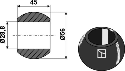 Kugle til nedre koblingskroge - Kat. II - BLACK LINE