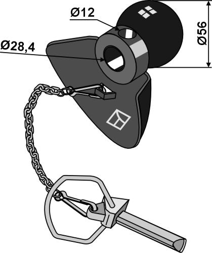 Kugleføringskegle Cat.II med låsebolt - BLACK LINE