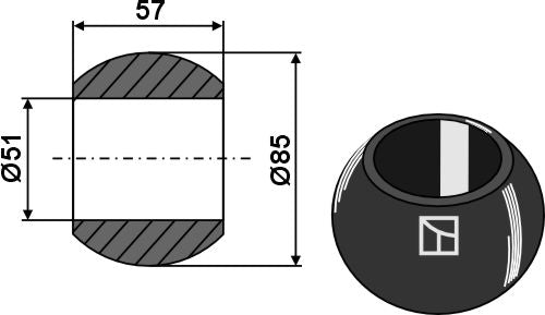 Kugle til nedre koblingskroge - Kat. IV - BLACK LINE