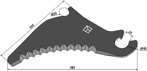 Klinge til firkantet ballepresser 382 mm