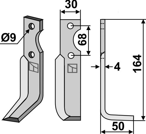 Klinge 164 x 30 mm, højre