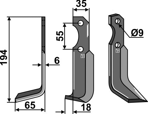 Klinge 194 x 35 mm, venstre