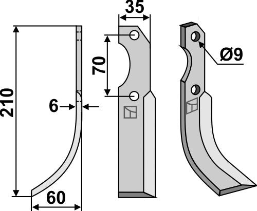 Klinge 210 x 35 mm, venstre