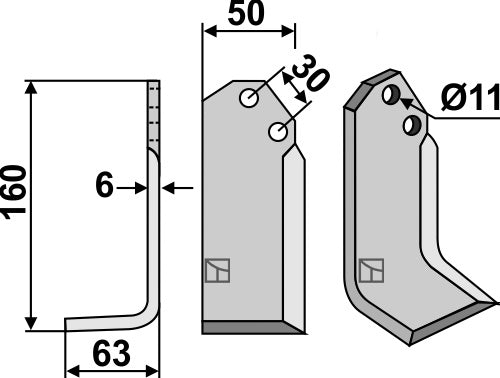 Klinge 160 x 50 mm, venstre
