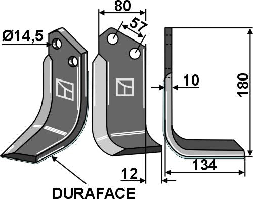 Klinge DURAFACE 180x80 mm, højre