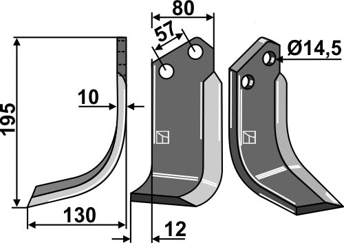 Klinge 195 x 80 mm, venstre