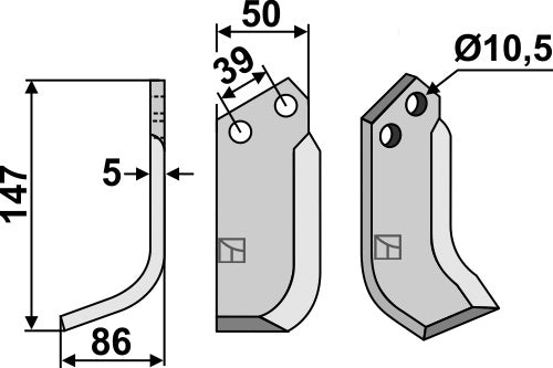 Klinge 147 x 50 mm, venstre