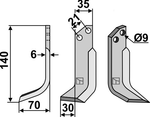 Klinge 140 x 35 mm, venstre