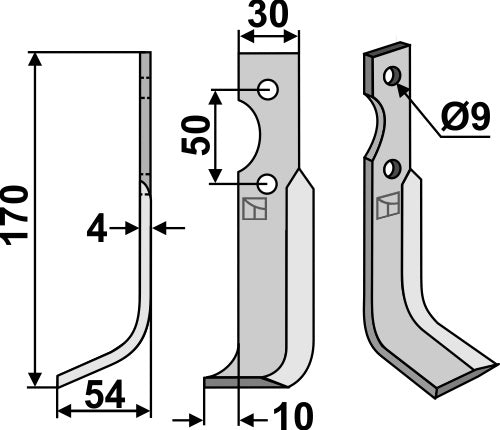 Klinge 170 x 30 mm, venstre