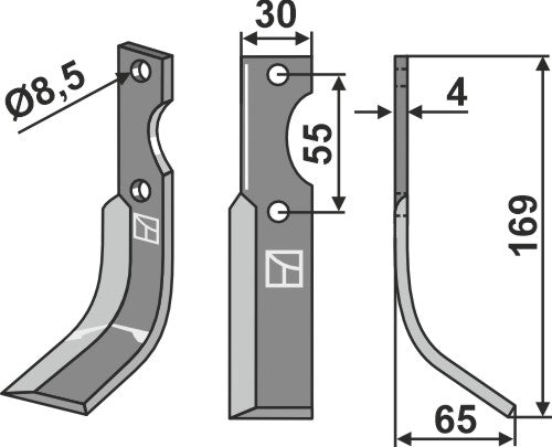 Klinge 196 x 30 mm, højre