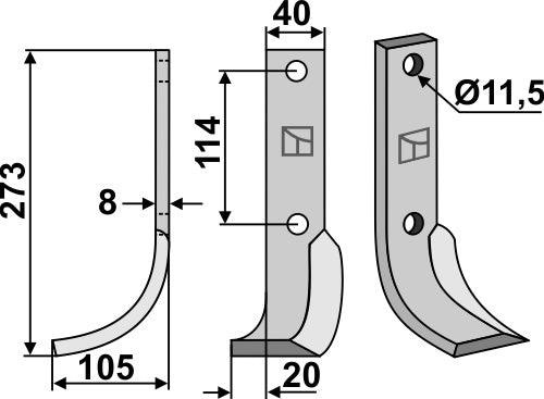 Klinge 273 x 40 mm, venstre