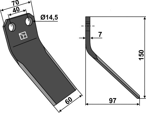 Roterende tand 150 x 70 mm