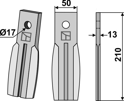 Roterende tand 210 x 50 mm