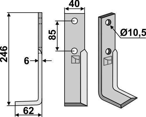 Klinge 246 x 40 mm, venstre